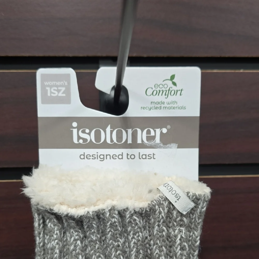 Isotoner | Adult Snowflake Knit Gloves – Light Gray Sherpasoft Lined | OSFM - Picture 2 of 8